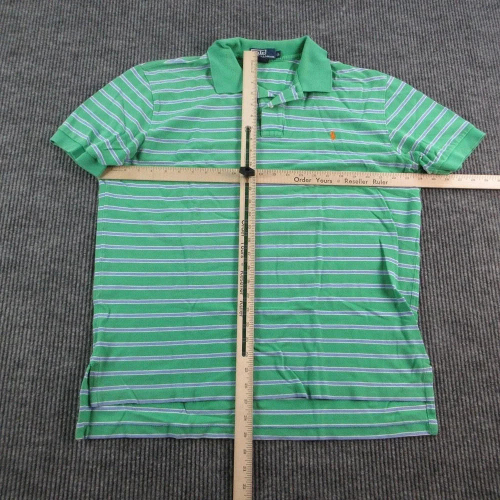 Polo By Ralph Lauren Polo Shirt Mens XL Green Striped 100% Cotton Golf